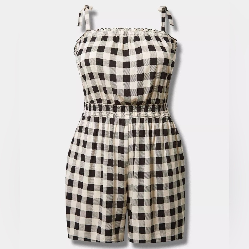 NWT Torrid Gingham Challis Tie-Strap Romper - Torrid Size 3 (22-24, 3X)